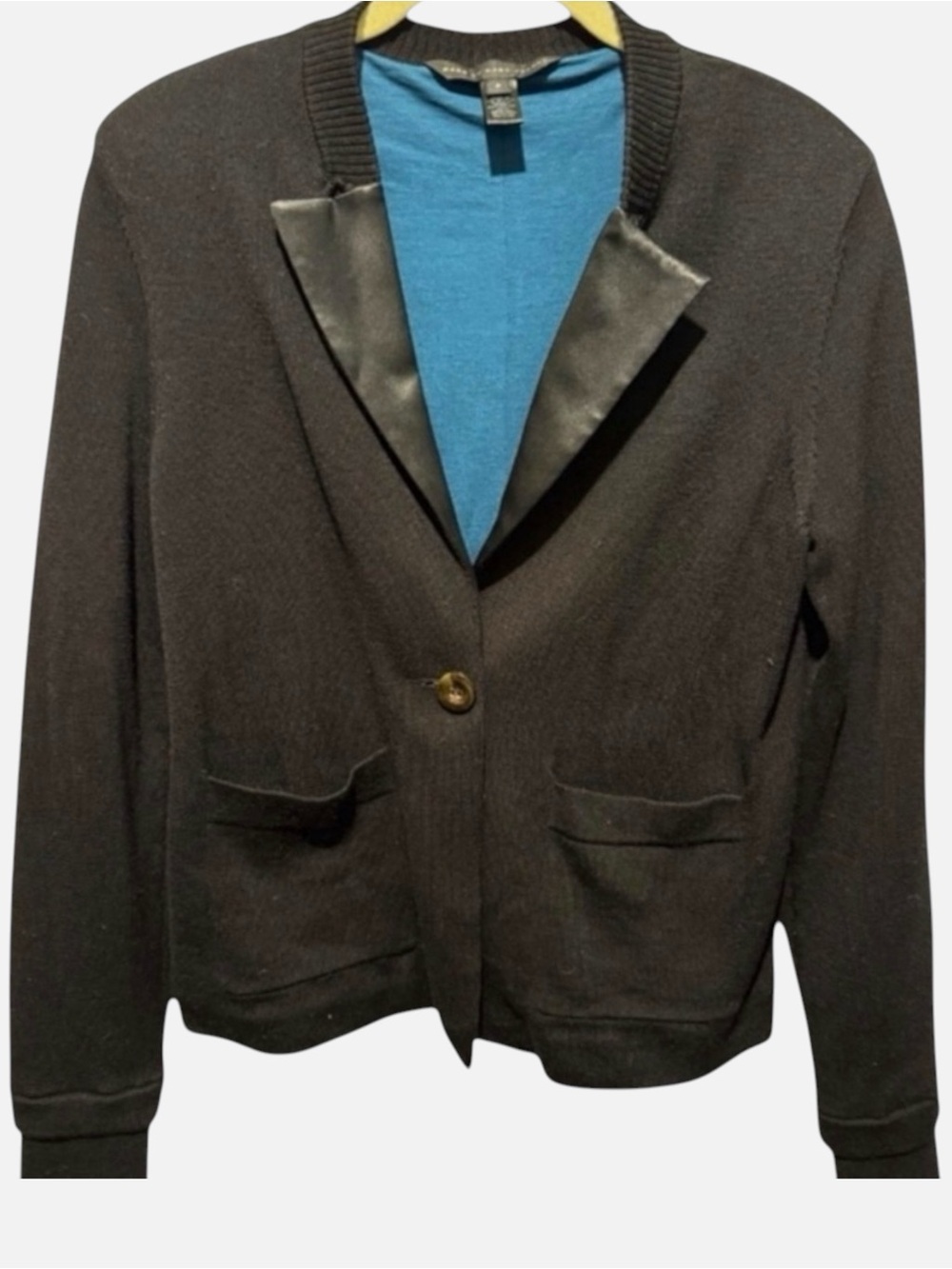 MARC by MARC JACOBS Wool Blend Black Blazer Cardigan Satin Lapel Size Small
